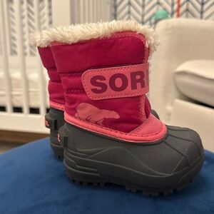Sorel Pink Commander Snow Boots. Toddler Girl 6T.